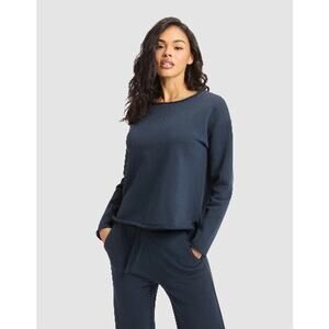 Cozy Earth Chelsea Pullover Navy L Organic Cotton Quiet Luxury Oprah Favorite